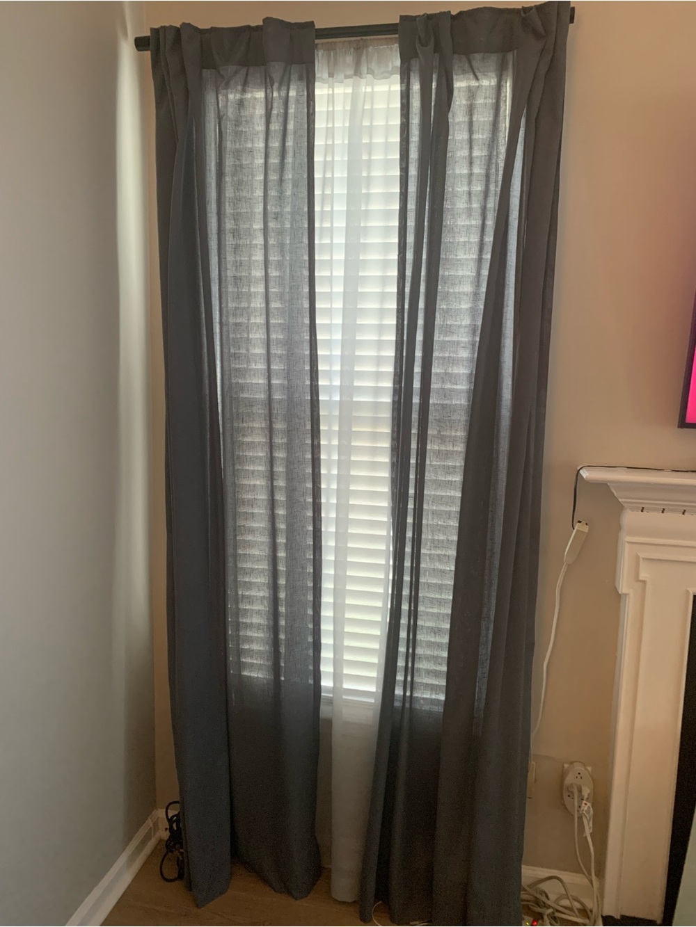 Bluish  grey lightweight curtain panels.  2 pair.   54x 95